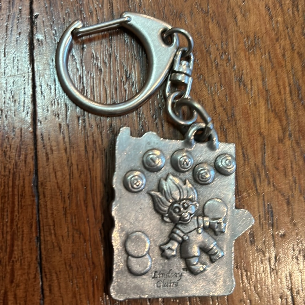 Lindsay Claire pewter bingo troll keychain vintage charm